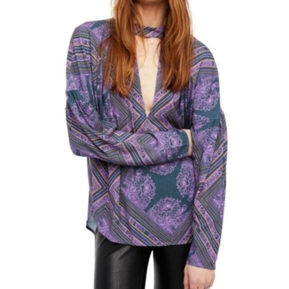 Free People Purple Boho Grunge Oversized Tunic